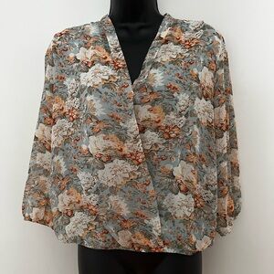 Autres Filles Floral Wrap Blouse, Size Medium